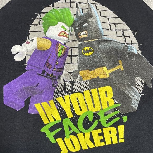 LEGO BATMAN BOYS SZ 8 IN YOUR FACE JOKER Licensed Short Sleeve Retro Cotton Tee - Picture 2 of 6